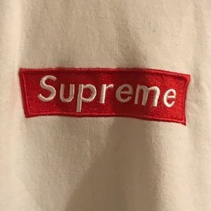 White hoodie with Supreme Bogo